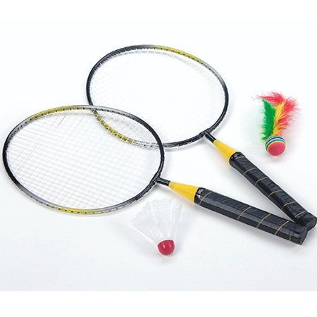 Badminton spel met shuttle en balletjes