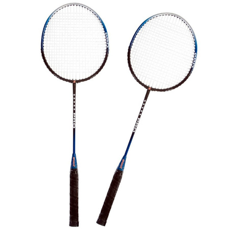 Badminton set zilver/blauw met 2 shuttles en opbergtas