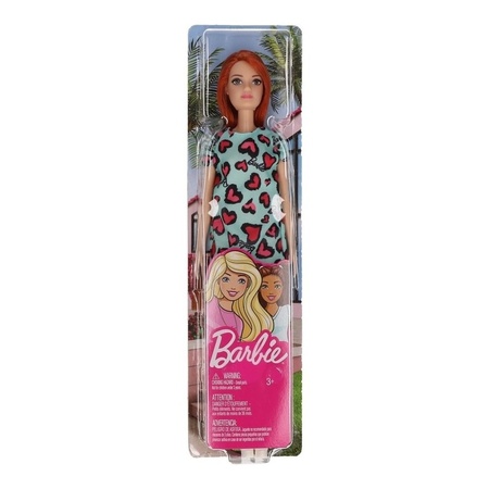 Barbie pop roodharig met blauwe jurk speelgoed