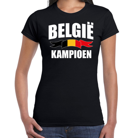 Belgie kampioen supporter t-shirt zwart EK/ WK voor dames