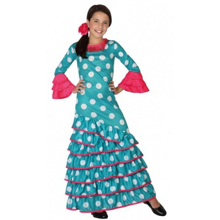 Spaans kinder kostuum blauw/roze