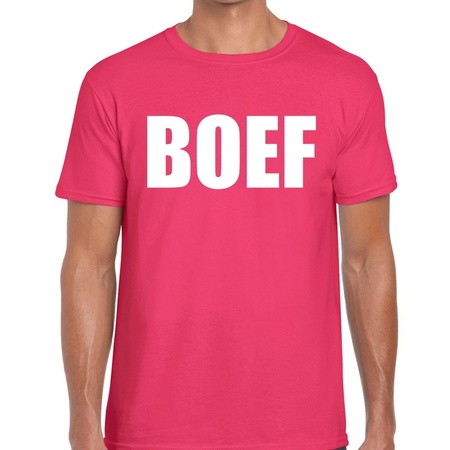 Boef tekst t-shirt roze heren
