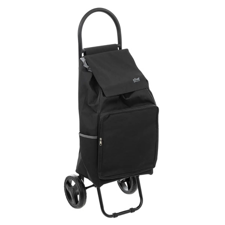 Boodschappen trolley tas met wielen - inhoud 36 liter - zwart - 34 x 30 x 95 cm