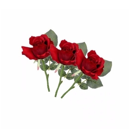 Boeket met 10 Kunstbloem rozen 30 cm rood