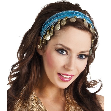 Belly dancer headband/diadem turquoise blue for ladies dress up 