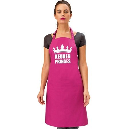 Cadeau schort voor dames - keuken prinses - roze - keukenschort - verjaardag