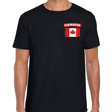Canada t-shirt met vlag zwart op borst voor heren