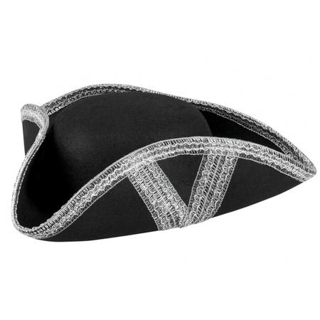 Boland Carnaval hat - Pirates captain - black/silver - for men and woman