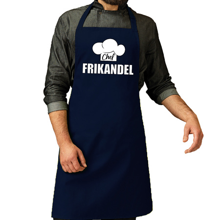 Chef frikandel schort / keukenschort navy heren