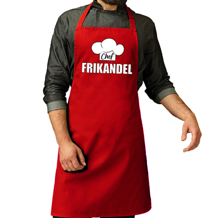 Chef frikandel schort / keukenschort rood heren