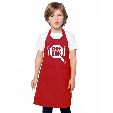 Chef kok apron red children