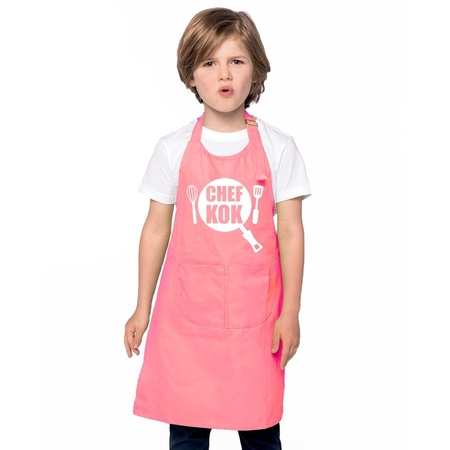Chef kok kinderschort roze jongens en meisjes