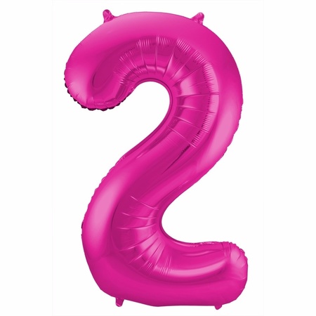 Cijfer ballonnen opblaas - Verjaardag versiering 21 jaar - 85 cm roze