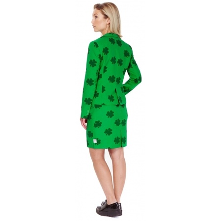 Groene business suit met klaver print voor dames
