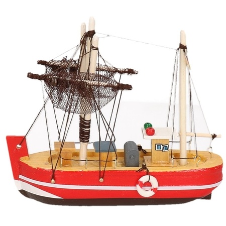 Maritieme decoratie vissersboot rood
