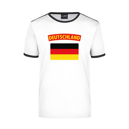 Deutschland wit/zwart ringer t-shirt Duitsland met vlag voor heren