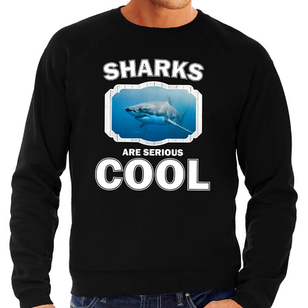 Dieren haai sweater zwart heren - sharks are cool trui