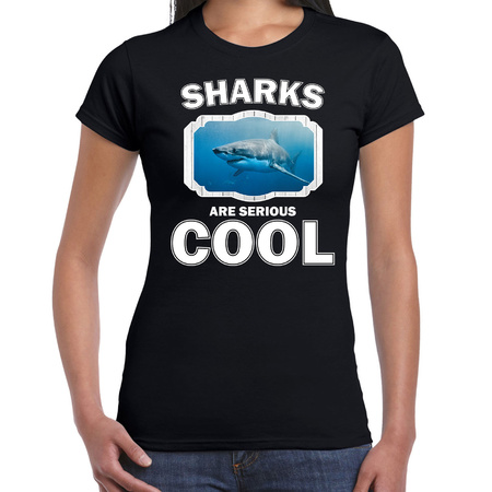 Dieren haai t-shirt zwart dames - sharks are cool shirt