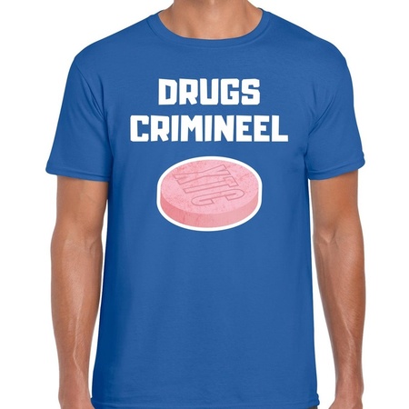 Drugs crimineel verkleed t-shirt blauw voor heren