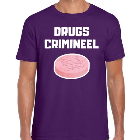Drugs crimineel verkleed t-shirt paars voor heren