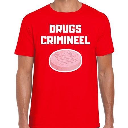 Drugs crimineel verkleed t-shirt rood voor heren