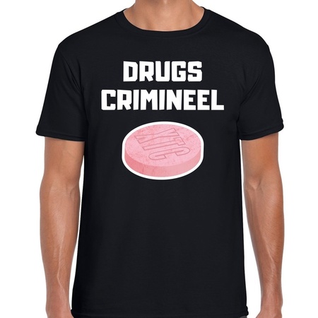 Drugs crimineel verkleed t-shirt zwart voor heren