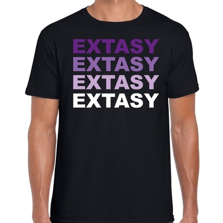Extasy drugs fun t-shirt zwart  met  paarse bedrukking heren