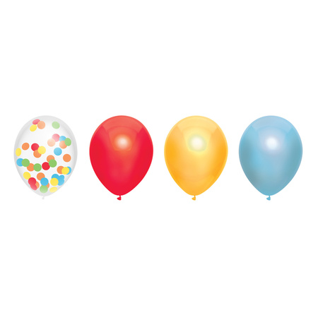 Party decorations multi-colors-mix balloons set of 6x