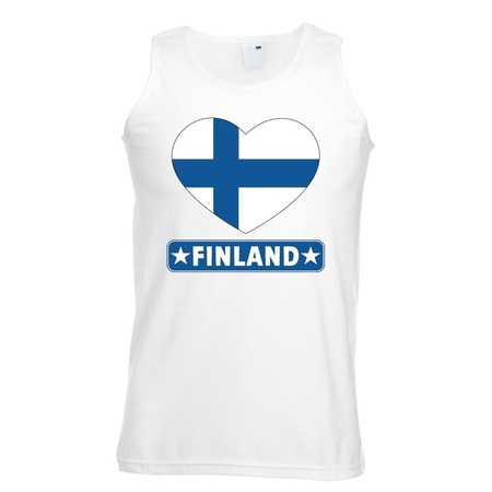 Finland heart flag tanktop white men
