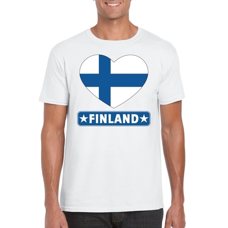Finse vlag in hartje shirt wit heren