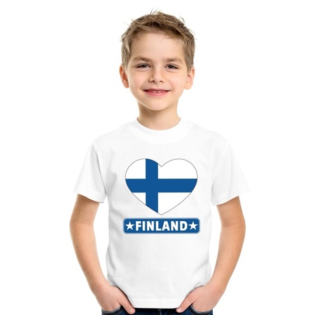 Finse vlag in hartje shirt wit kind