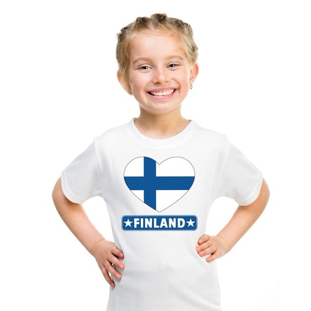 Finse vlag in hartje shirt wit kind
