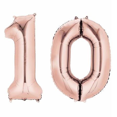 10 jaar geworden cijfer ballon rose goud