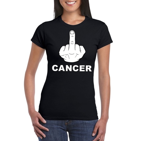 Fuck cancer t-shirt zwart voor dames