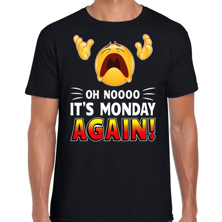 Funny emoticon oh noooo its monday again t-shirt for men black