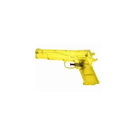 Yellow transparant water pistol 20 cm