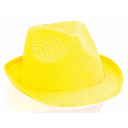Gele trilby hoeden