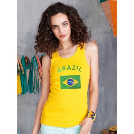 Geel mouwloos dames shirt Brazil