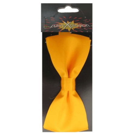 Gele verkleed vlinderstrikje 12 cm voor dames/heren