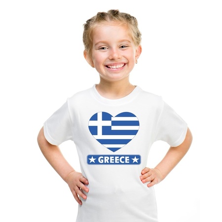 Griekse vlag in hartje shirt wit kind