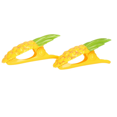 Handdoekklem/handdoek knijpers - ananas - 2x - kunststof