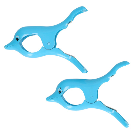 Handdoekklem/handdoek knijpers - dolfijn - 2x - kunststof