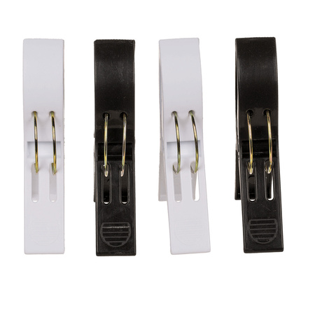 Handdoekknijpers XL - 4x - zwart/wit - kunststof - 12 cm - wasknijpers