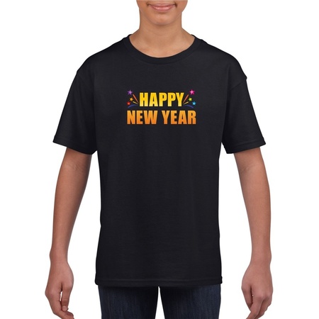 Happy new year t-shirt black children