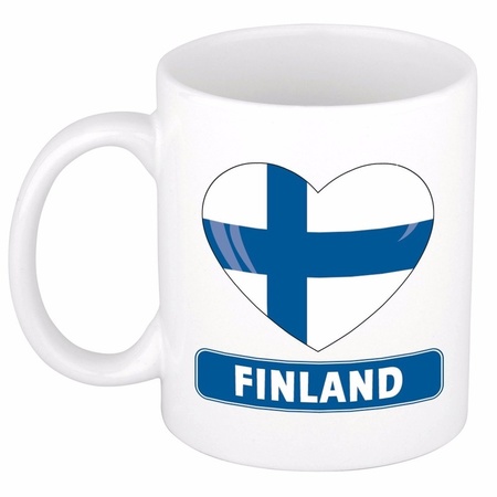 Finse vlag hartje koffiemok 300 ml