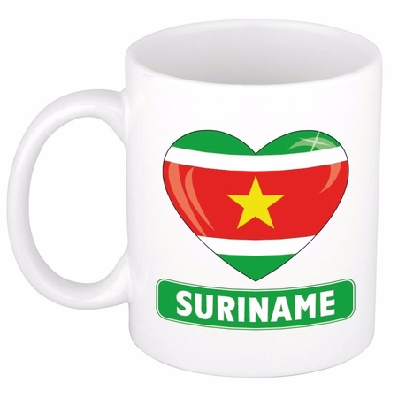 Surinaamse vlag hartje koffiemok 300 ml