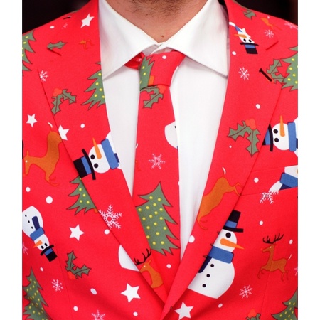 Rode business suit met kerst print