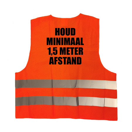 Houd 1,5 meter afstand vestje / hesje oranje met reflecterende strepen voor volwassenen