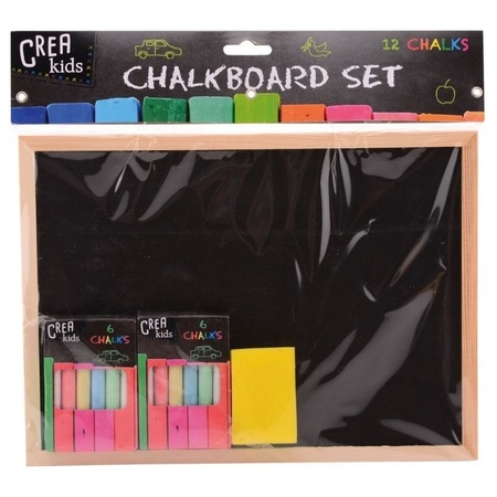 Wooden chalkboard/blackboard 29 cm with chalk and eraser