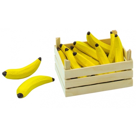 Wooden toy crate with bananas